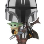 Фигурка Funko POP Мандалорец №380 Звездные войны в хромированной броне с Дитем (25 см)