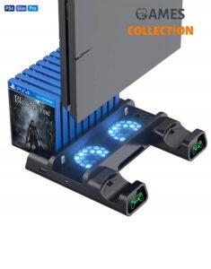 Мультифункциональная Док-Станция для Playstation 4 / PS4 SLIM / PRO с 2 с LED зарядкой для 2-х геймпадов Dualshock и охлаждением консоли от DOBE (TP4-19076)