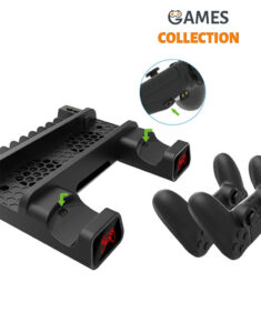 Мультифункциональная Док-Станция для Playstation 4 / PS4 SLIM / PRO с 2 с LED зарядкой для 2-х геймпадов Dualshock и охлаждением консоли от DOBE (TP4-19076)