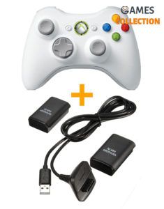 Беспроводной Контроллер Xbox 360 Универсальный (Белый) + 2 аккумулятора + Зарядное устройство Play & Charge Kit (Xbox 360) 