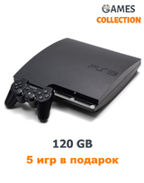 PS3 Slim Б.У 120 GB +5 игр-thumb