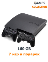 PS3 Slim Б.У 160 Gb + 7 игр + 2 Джойстика-thumb