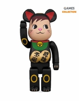 Bearbrick Манеки Неко Поко-Чан Черный 400% (28см)-thumb