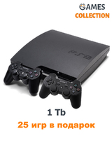 PS3 Slim Б.У 1 Tb + 25 игр + 2 Джойстика-thumb