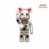 Bearbrick Счастливый Денежный Кот Серебряный 400% (28см)-thumb