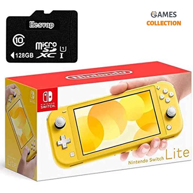 Nintendo Switch Lite Grey/Yellow+Micro SD 128GB (Прошита SX Core + 20 игр)-thumb