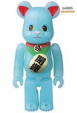 Bearbrick Счастливый Денежный Кот Голубой 400% (28см)-thumb