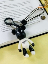 Брелок Bearbrick Crazy Smiles с ремешком (Черно-белый)-thumb