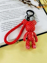 Брелок Bearbrick с ремешком Ромбики (Красный)-thumb