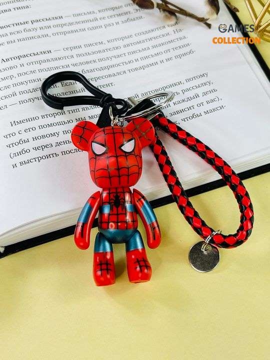 Брелок Bearbrick с ремешком Человек Паук (Красный)-thumb