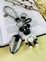 Брелок Bearbrick Crazy smiles Железный человек (Черно-белый) Тройной-thumb