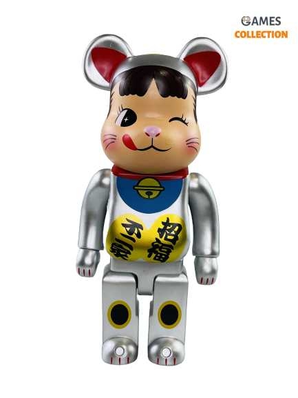 Bearbrick Манеки Неко Поко-чан Серебро 400% (28см)-thumb