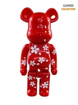 Bearbrick Japan Cool (Красный с белыми цветами) 400% (28 см)-thumb