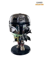Фигурка Funko POP Мандалорец №380 Звездные войны в хромированной броне с Дитем (25 см)-thumb