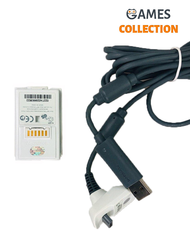 Кабель USB для джойстика Xbox 360 + Аккумулятор (Б/у) (Оригинал) (Xbox 360)-thumb