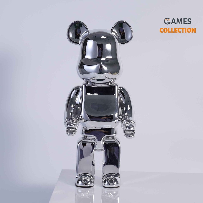 Bearbrick Смола Металик Срібло 400% (28 см)-thumb