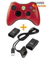 Универсальный Беспроводной Контроллер Xbox 360 (Красный) + Зарядное устройство + 2 аккумулятора (Xbox 360)-thumb
